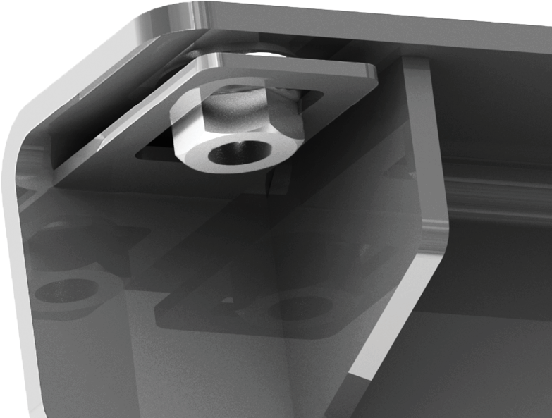 Nut Tab install step 4: slide the nut along the slotted hole from the top of the bed