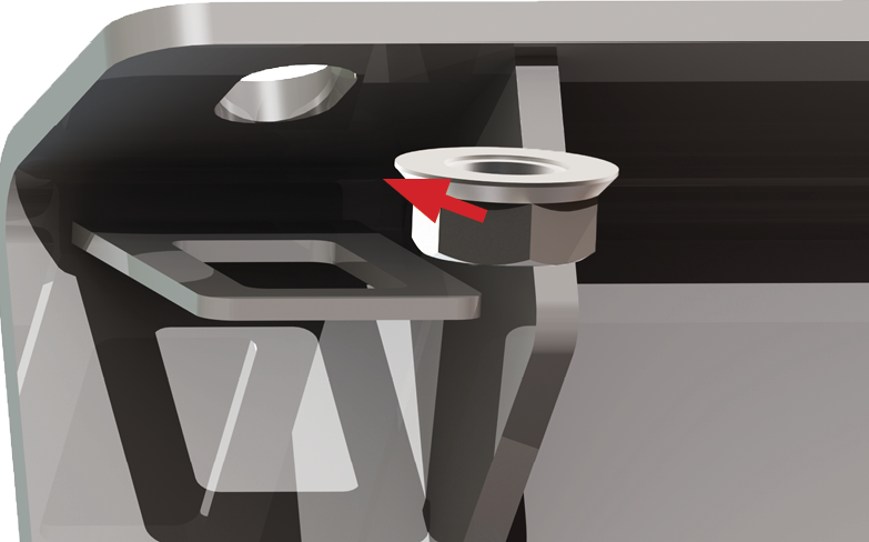 Nut Tab install step 2: slip in a serrated flange nut